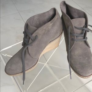 J.Crew MacAlister gray suede wedge bootie size 7
